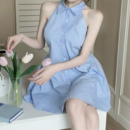 Polo Collar Shirt Princess Short Dress