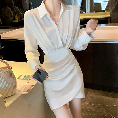 Fashion Slim Shirt V-Neck Long Sleeve Dress