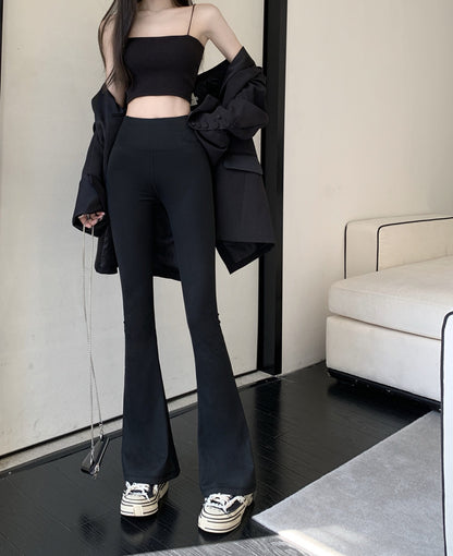 High Waist Straight Micro Flare Yoga Long Pants