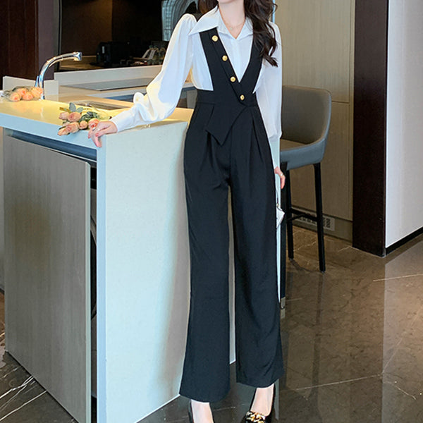 Pocket Straight Suit Jumpsuit Trousers