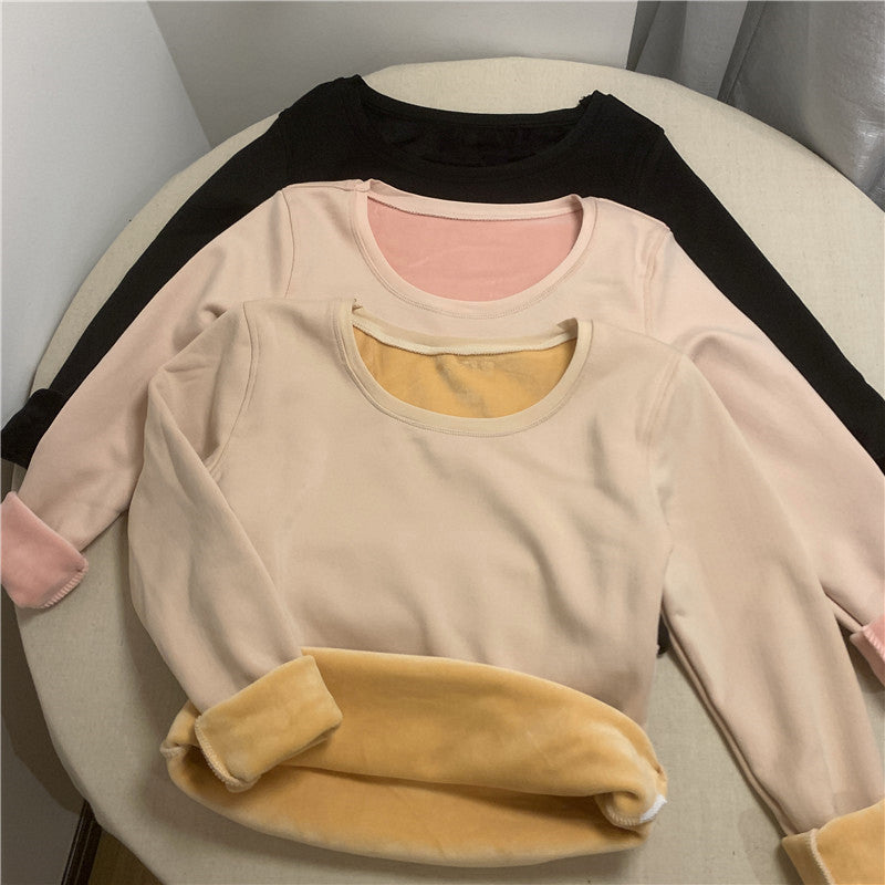 Round Neck Fleece Long Sleeve Thermal Top