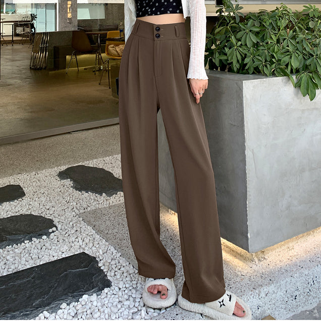 Loose Straight Wide Leg High Waist Casual Suit Pants