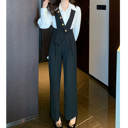 Pocket Straight Suit Jumpsuit Trousers