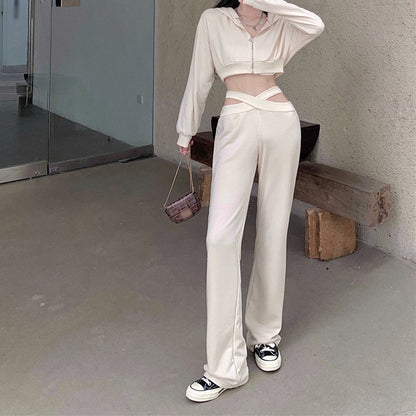 Sports Suit Long-Sleeved Top Wide-Leg Pants