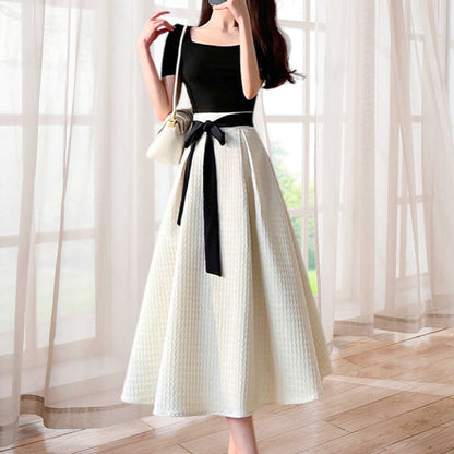 Short Sleeve Top Set Temperament Skirt