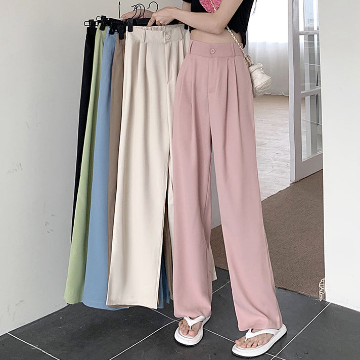 High Waist Suit Pants Straight Leg Trousers