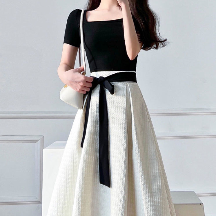 Short Sleeve Top Set Temperament Skirt