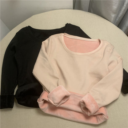 Round Neck Fleece Long Sleeve Thermal Top