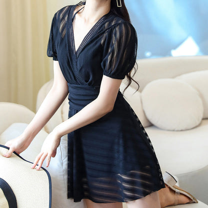 Milk Silk Short Sleeve One Piece Swimsuit