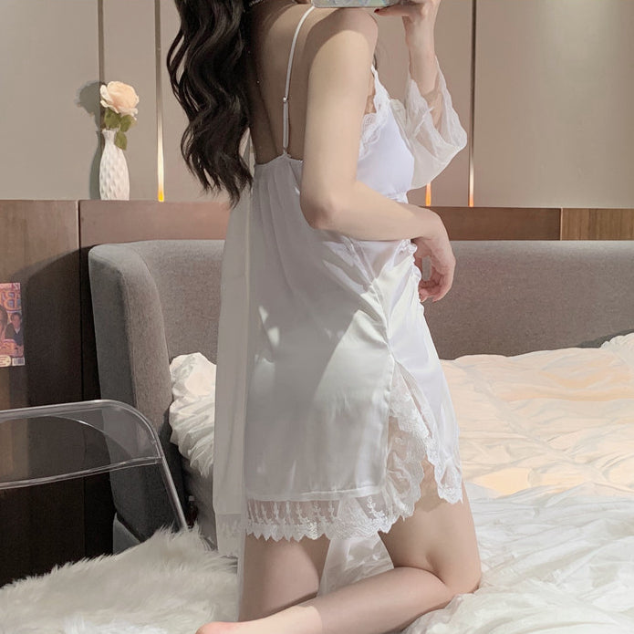 Lace Sling Nightdress Robe Set Loungewear