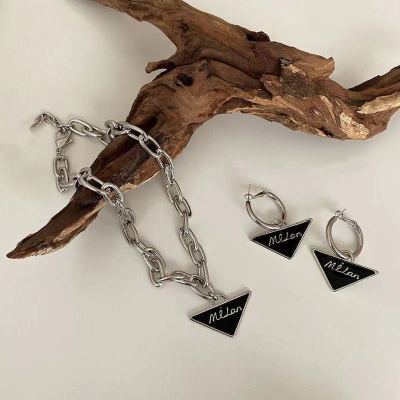 Triangular Alphabet Titanium Steel Hip Hop Necklace