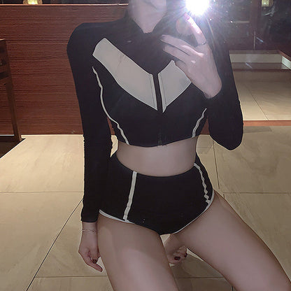 Sports Style Long Sleeve Split Swimsuit