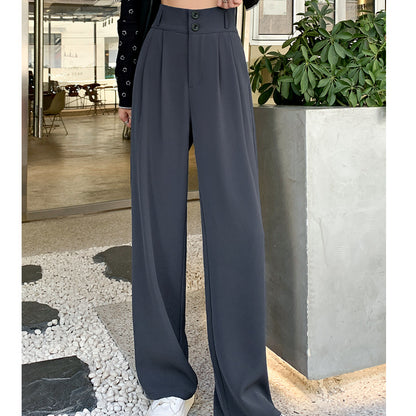 Loose Straight Wide Leg High Waist Casual Suit Pants