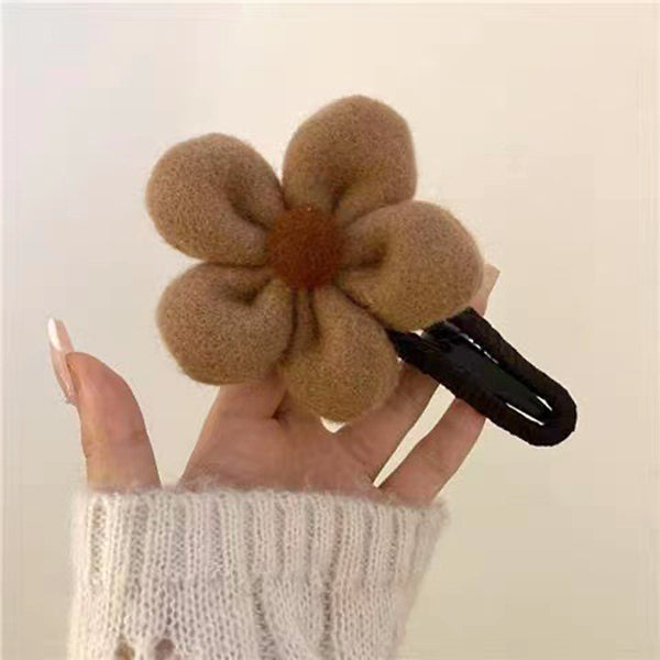 Large Plush Colorful Flower Hair Clip