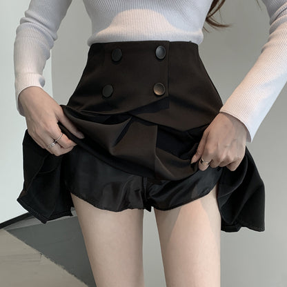 Pleated High Waist A-Line Short Skirt