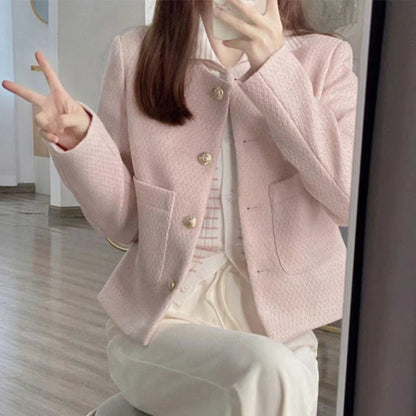 Light Pink Short Coat Long Sleeve Top