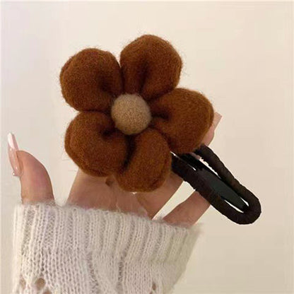 Large Plush Colorful Flower Hair Clip