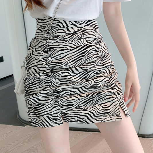 70% Embroidered Letter T-Shirt Top Ruched Slit Skirt