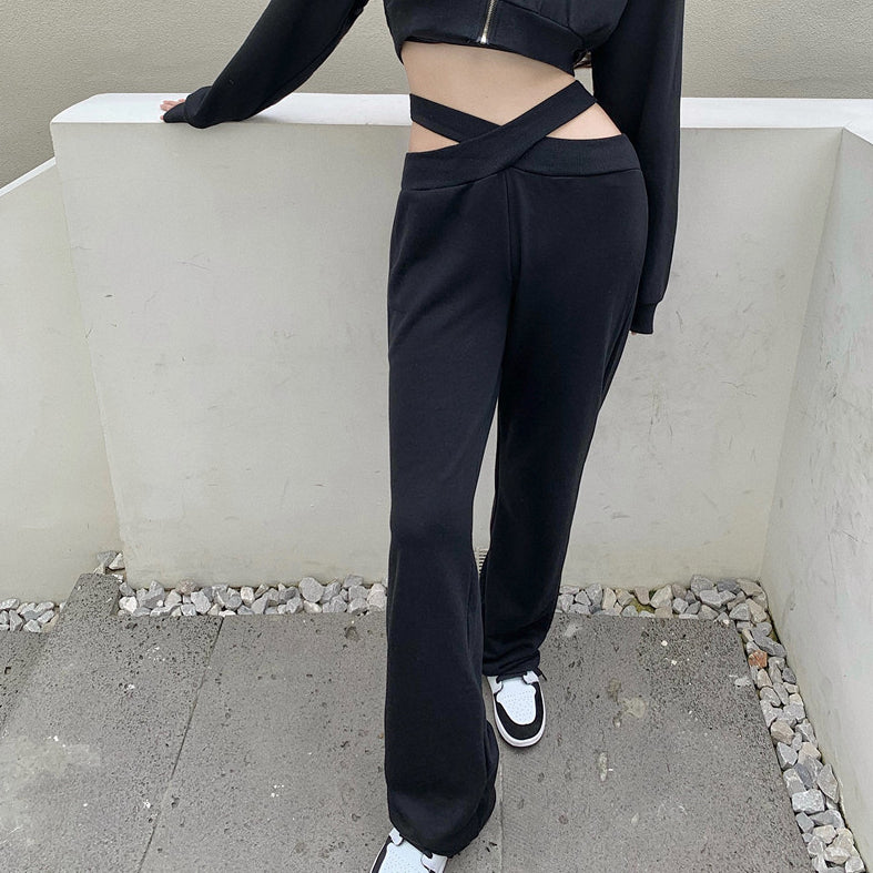 Sports Suit Long-Sleeved Top Wide-Leg Pants