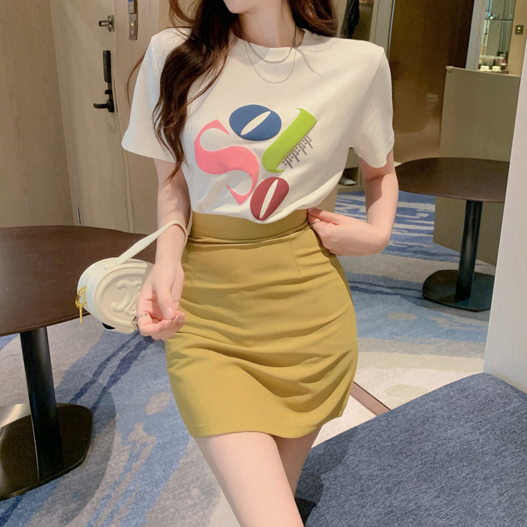 All-Match Printed T-Shirt A-Line Skirt Set