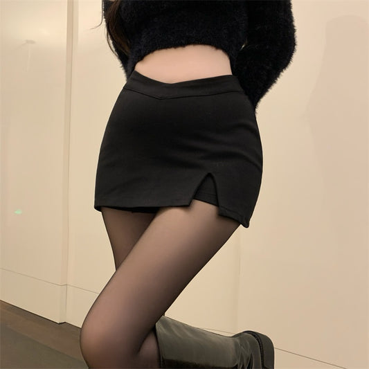 Black High Waist Buttocks Shorts Skirt