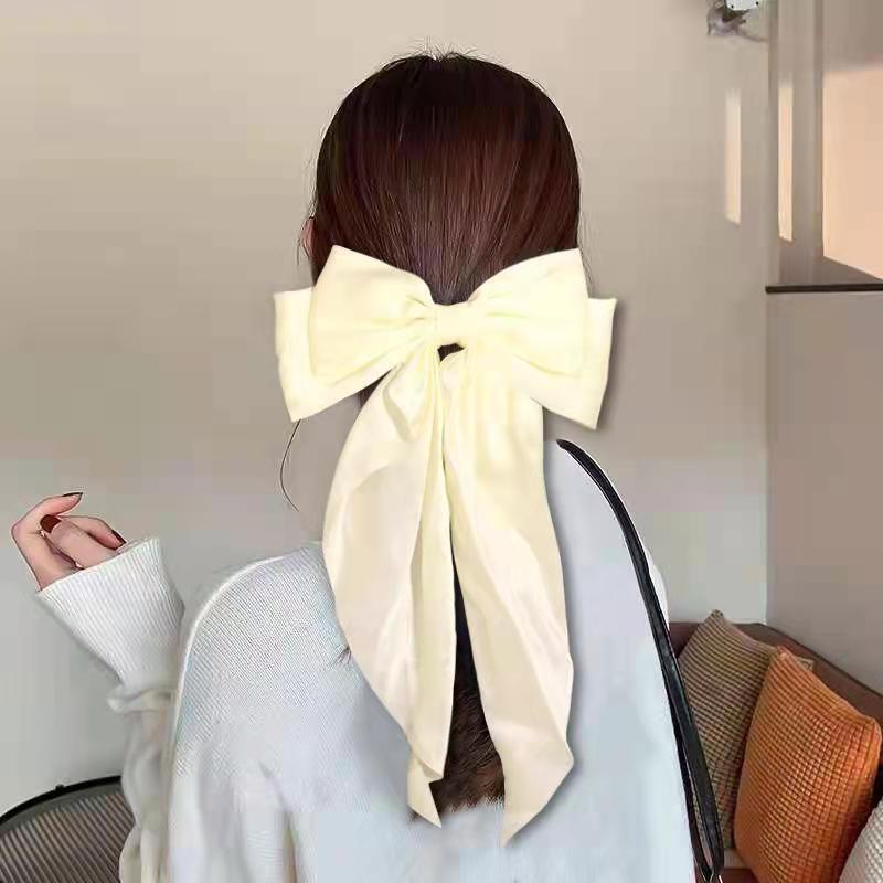 Solid Color Bow Back Head Spring Clip Hair Clip