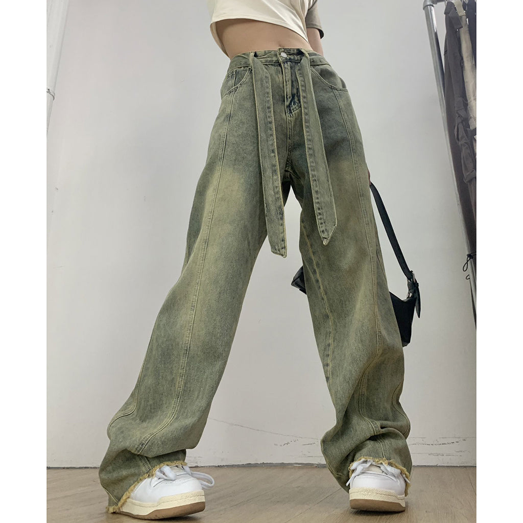 High Waist Straight Leg Wide Leg Jeans