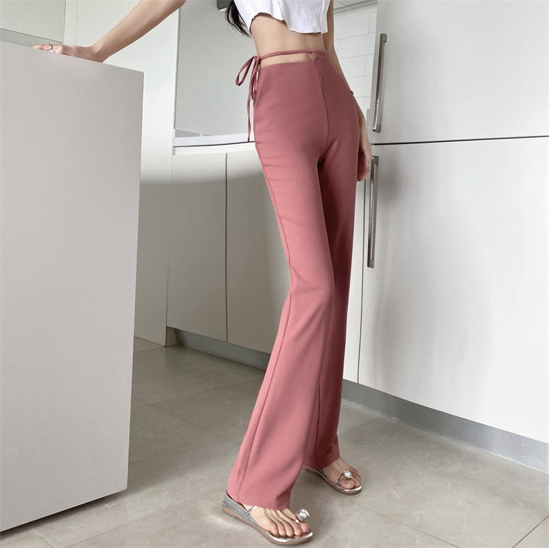 Solid Color Suit Slit Pants High Waist Wide Leg Pants