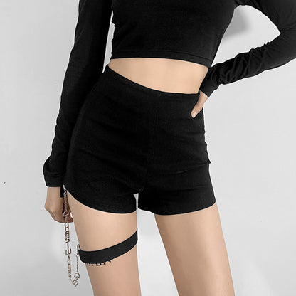 Pure Color Slim High Waist Fashion Sexy Casual Shorts