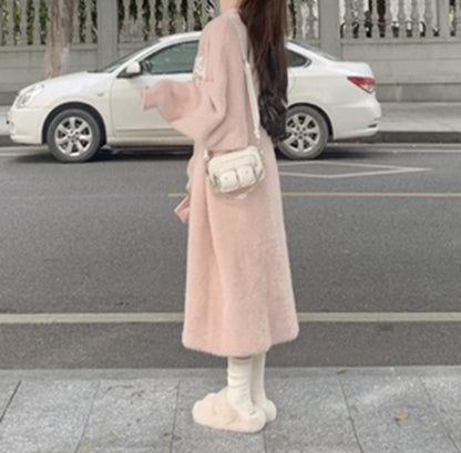 Knitted Sweater Long Thickened Cardigan Coat